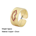 Shangjie Oem Anillo Hip Hop Punk Heart Ring Open Open Lip Zircon Ring Gold Gold Wide Bandado de ouro anel de cobre